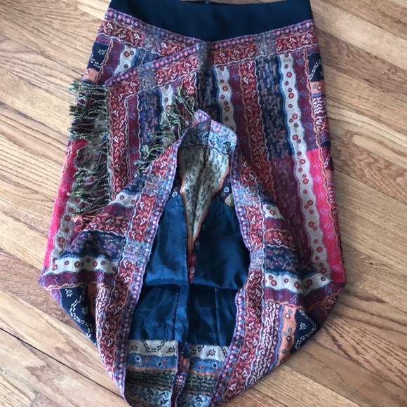 Gypsy tapestry midi skirt with front fringe size 4 - Picture 6 of 8